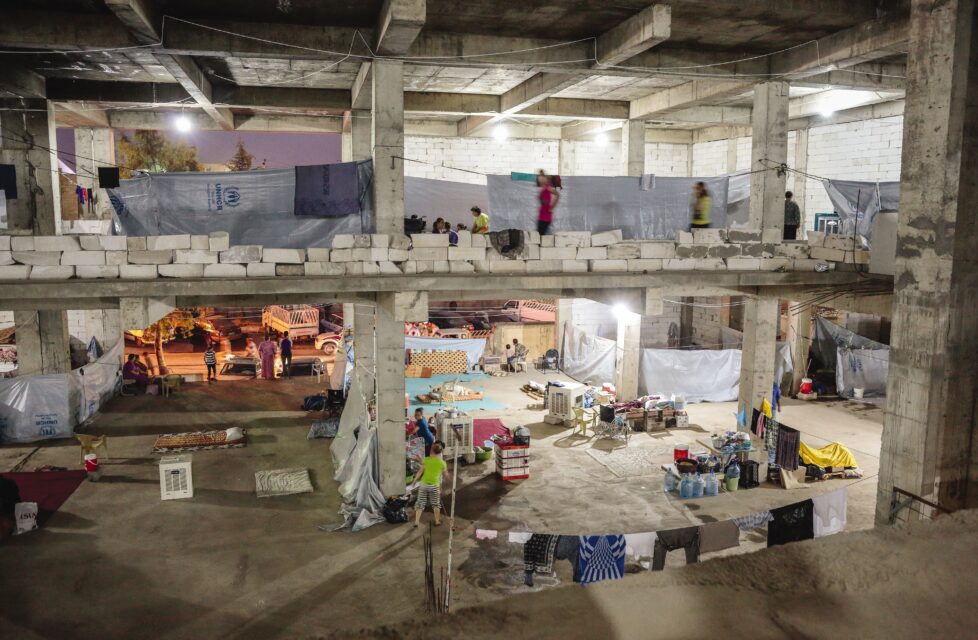 a refugee building